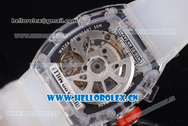 Richard Mille RM 011 Felipe Massa Flyback Chronograph Swiss Valjoux 7750 Automatic Sapphire Crystal Case with Skeleton Dial Red Inner Bezel and Aerospace Nano Translucent Strap - Click Image to Close